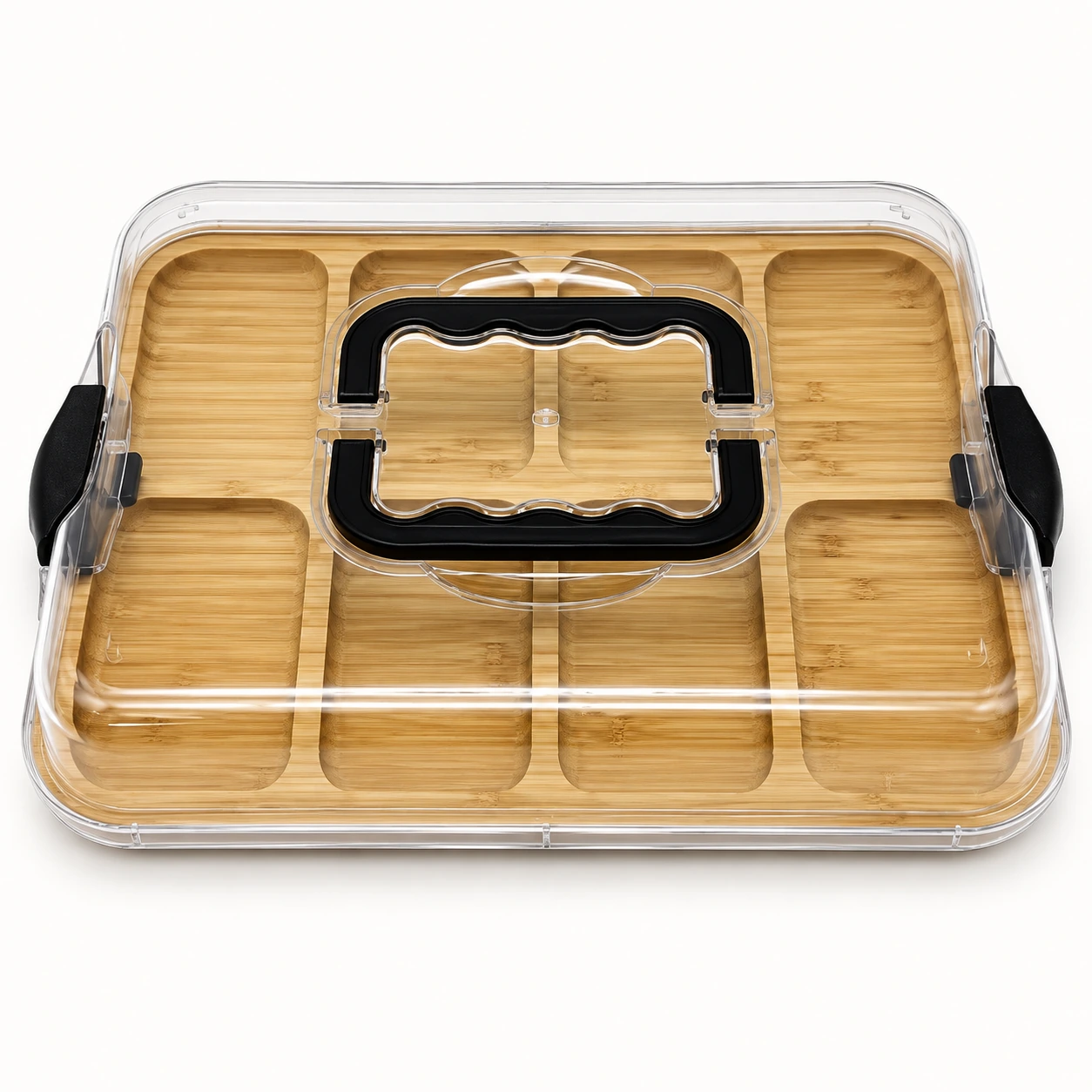 Rectangular Wood-Look Charcuterie Board with Lid