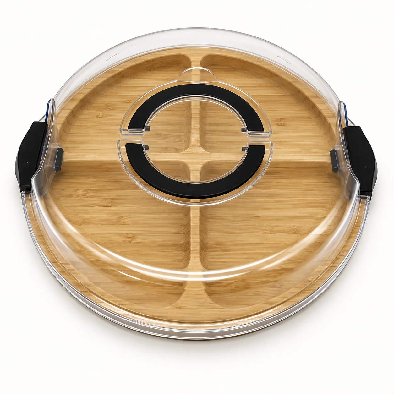 Round Wood-Look Charcuterie Board with Lid