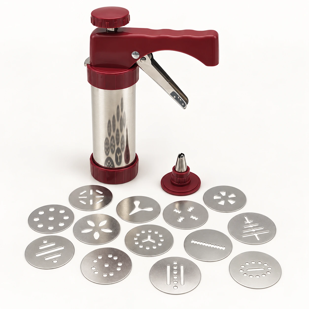Stainless Steel Cookie Press with Pattern Discs