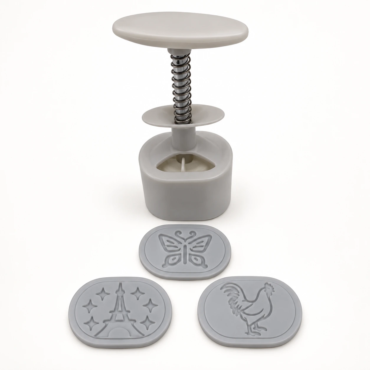 Spring-Loaded Mooncake Press with Pattern Discs