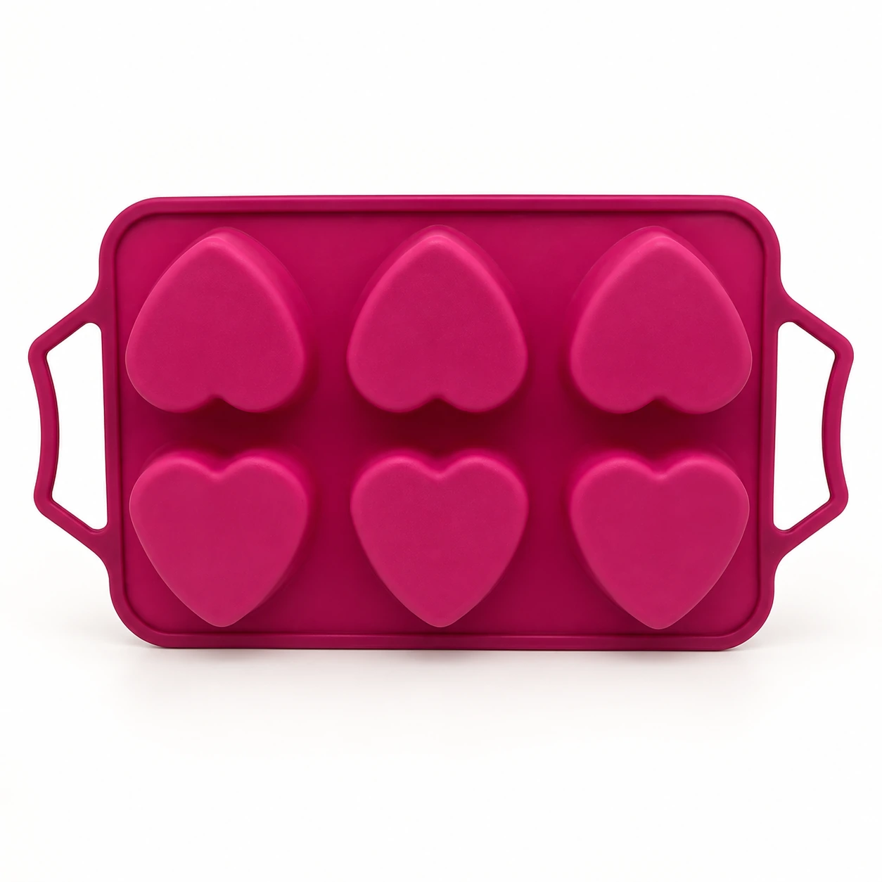 Six-Cavity Heart Silicone Mold with Handles