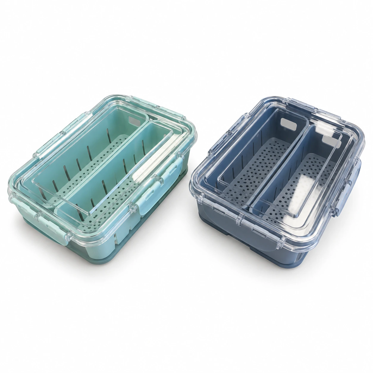 Lidded Food Storage Box with Locking Clips