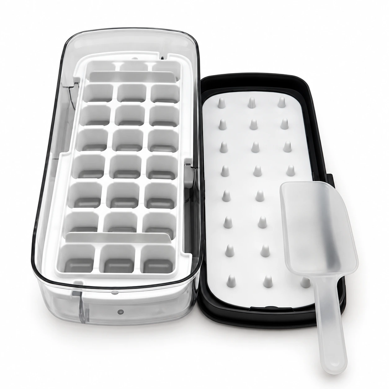 Ice Cube Tray and Storage Bin with Scoop
