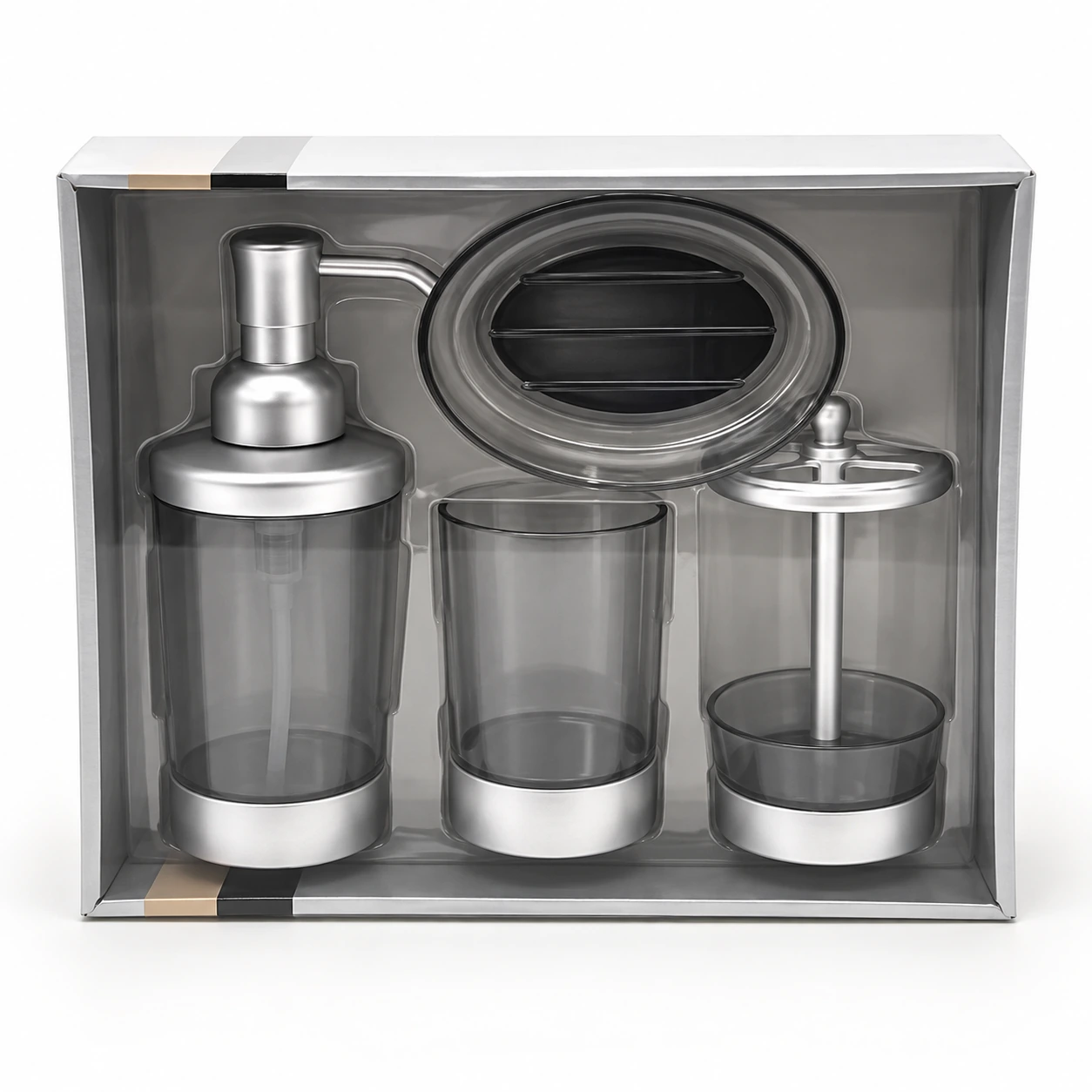 Four-Piece Clear Bathroom Accessory Set