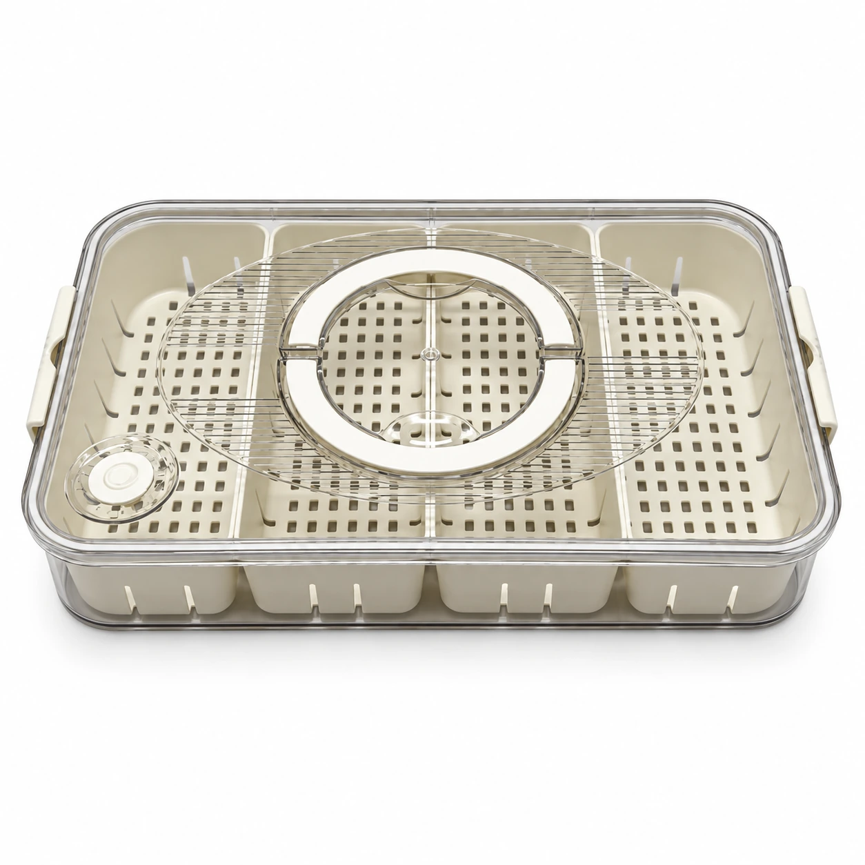 Long Divided Food Keeper with Drain Inserts