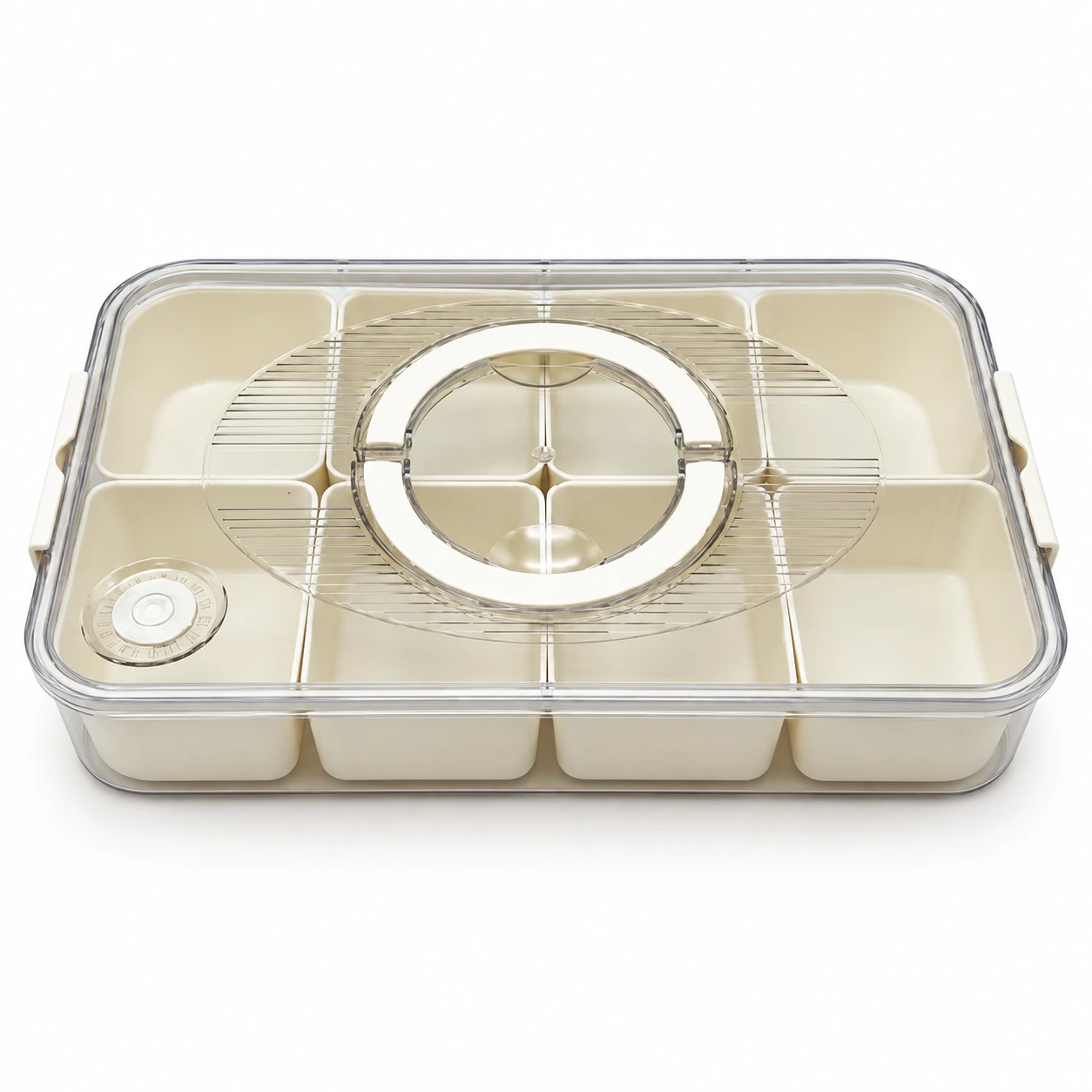 Long Divided Food Box with Circular Handle