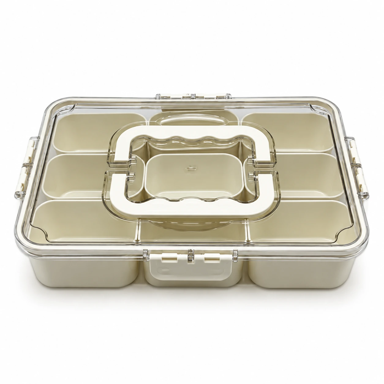 Divided Snack Box with Rectangular Carry Handle