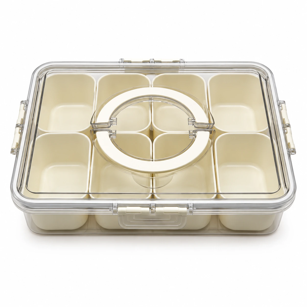 Eight-Compartment Food Box with Circular Handle