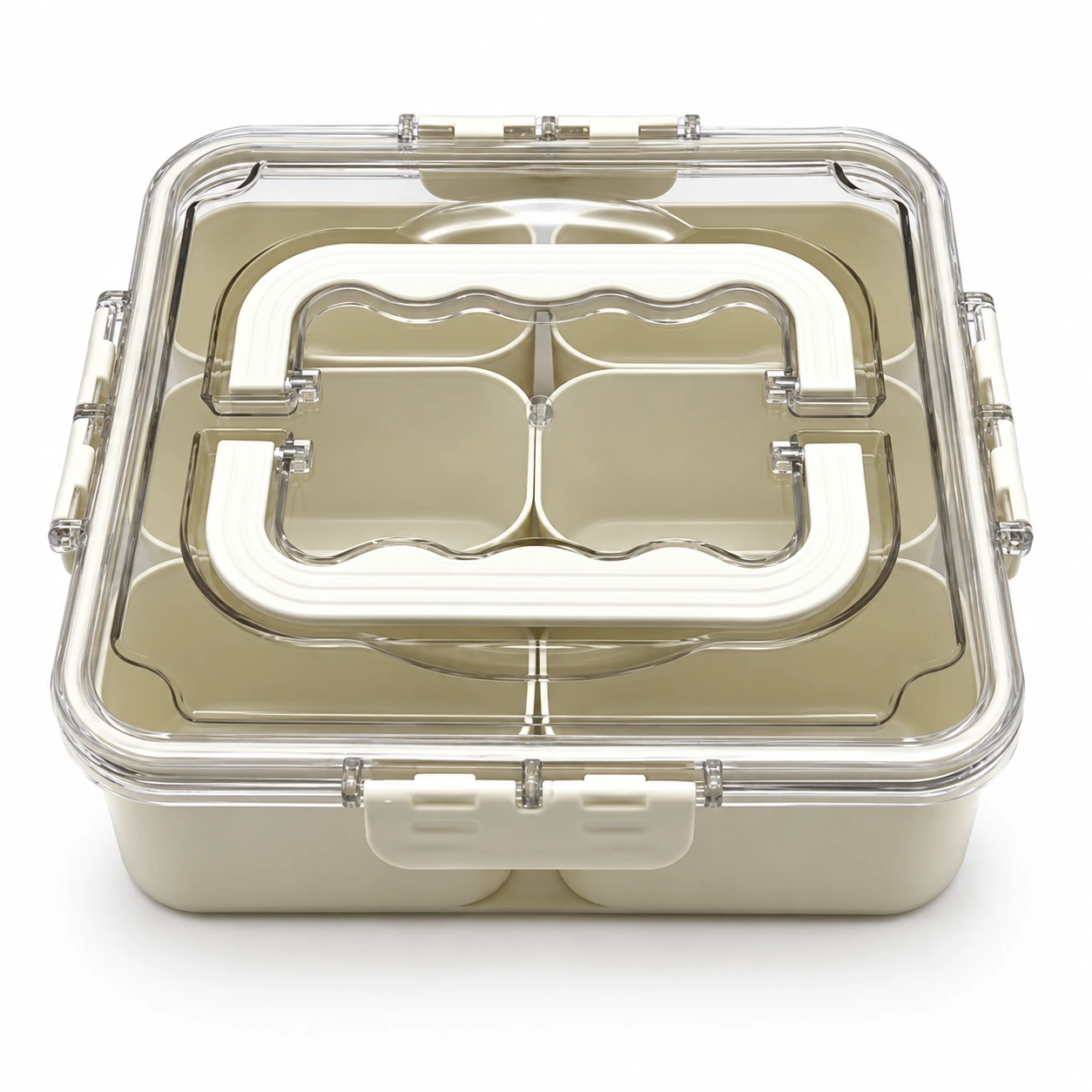 Square Divided Food Box with Carry Lid