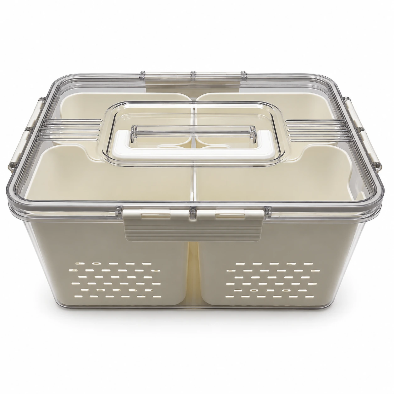 Deep Divided Food Keeper with Drain Inserts