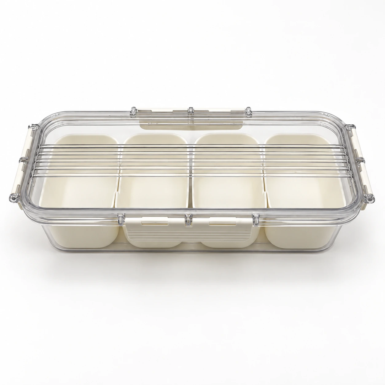 Four-Compartment Food Box with Carry Lid