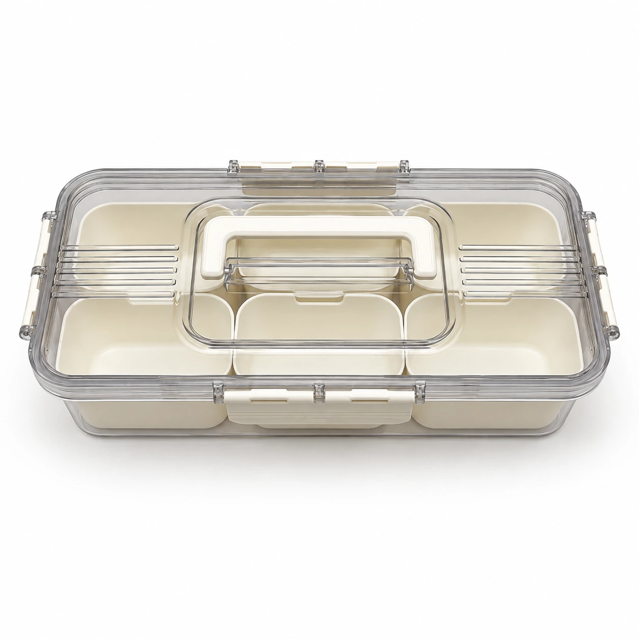 Six-Compartment Food Box with Carry Lid