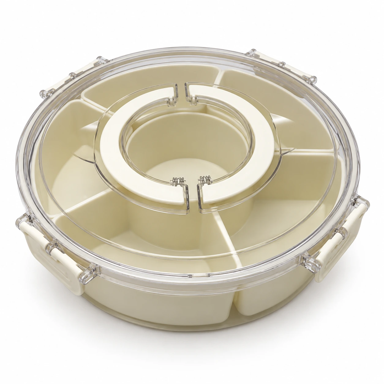 Round Divided Snack Box with Clear Lid