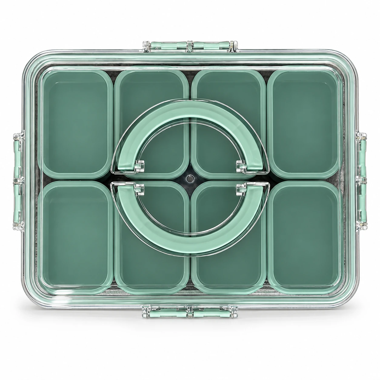 Eight-Compartment Snack Box with Carry Handle