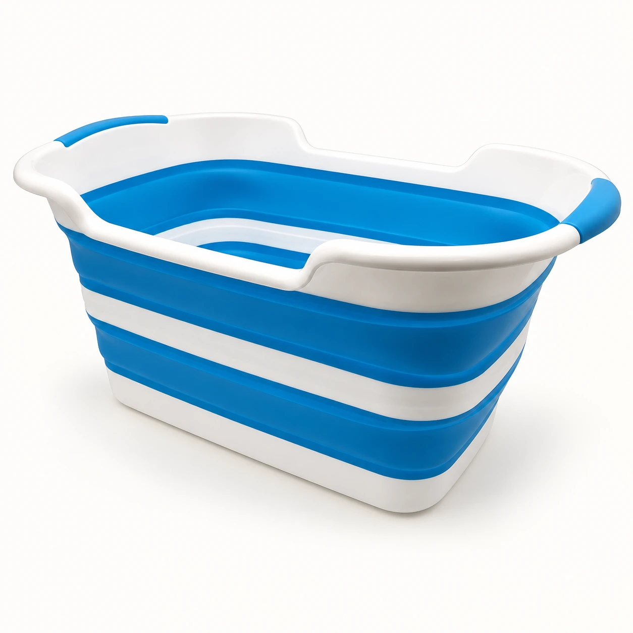 Blue Collapsible Laundry Basket with Sculpted Rim