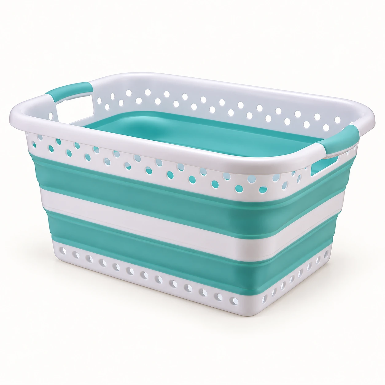 Large Turquoise Collapsible Laundry Basket