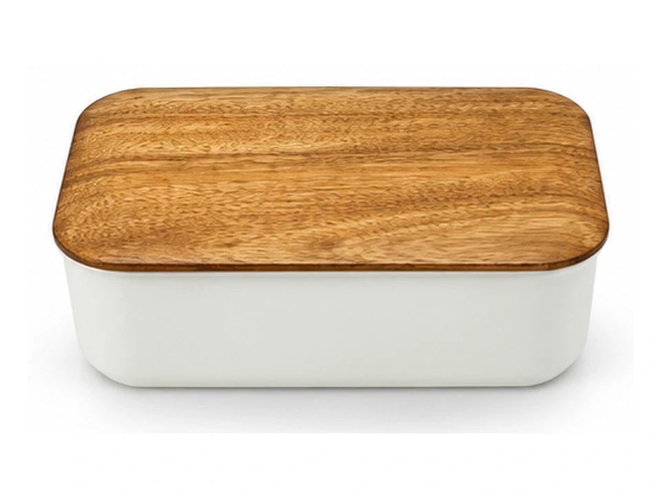 Rectangular Wood-Look Lid Box
