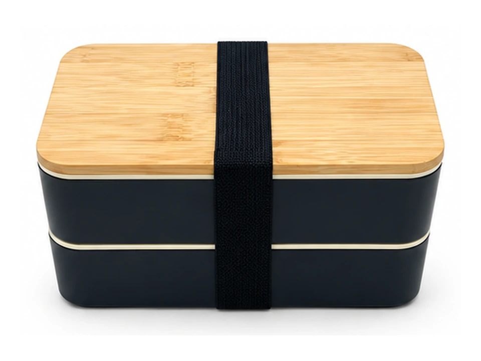 Wood-Look Lid Lunch Box With Strap